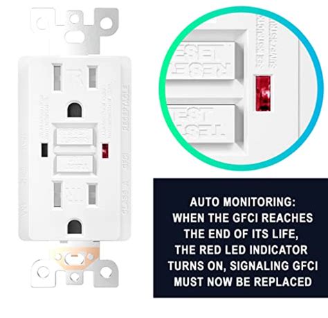 Gfci White Outlet Receptacle Tamper Resistant Gfci Outlet 15 Amp125 Volt Self Test Function