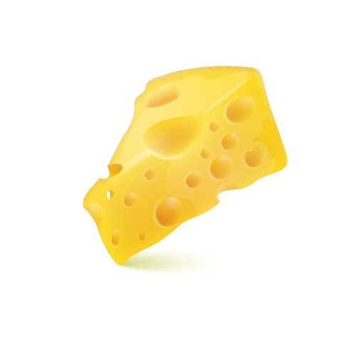 Vektorrealistischer 3D Käse mit Schatten Köstliches Stück Käse