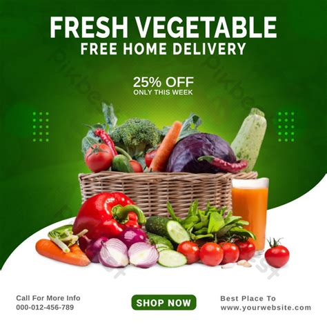 Fresh And Healthy Vegetable Social Media Banner Instagram Post Template