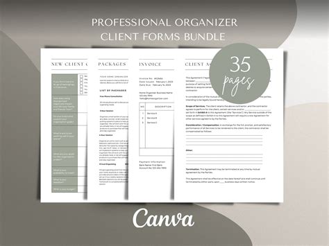 Professional Organizer Client Intake Forms Bundle Canva Template ...