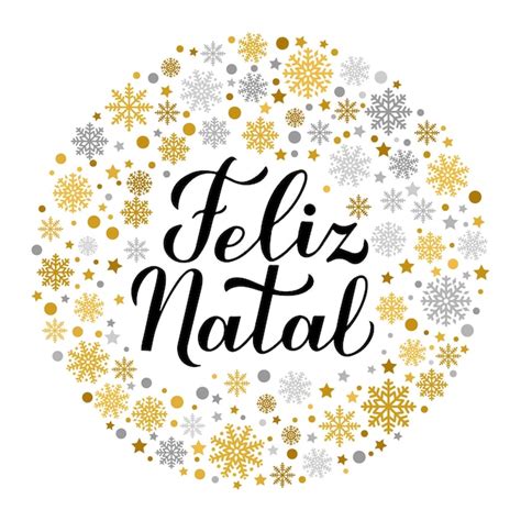 Premium Vector Feliz Natal Calligraphy Hand Lettering With Gold And