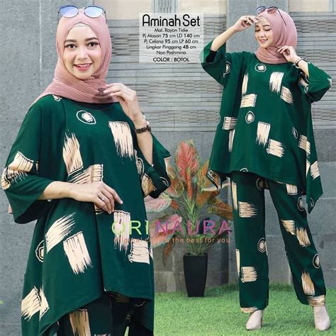 Jual Aminah Set Jumbo One Set Jumbo Waka Waka Setelan Wanita Rayon