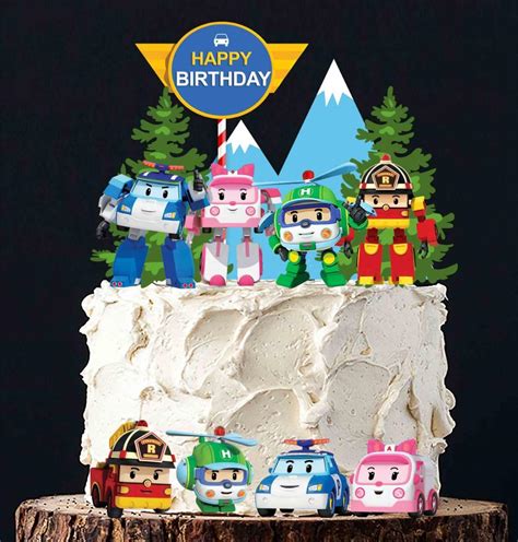 Set Robocar Poli Cake Topper For Birthday Party Celebration