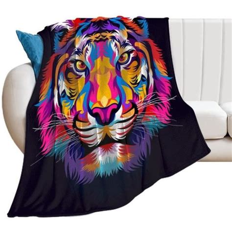 Couverture En Flanell T Te De Tigre Color E Doux Et Chaude Anti