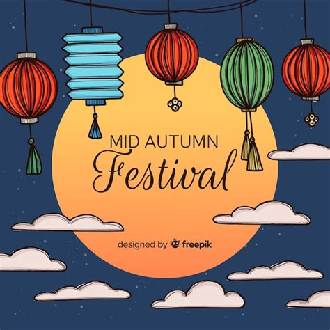 Free Vector Lovely Hand Drawn Mid Autumn Festival Composition