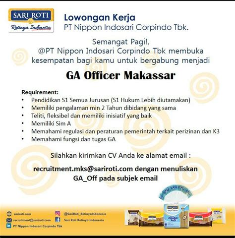 Lowongan Kerja Loker Pt Nippon Indosari Corpindo Tbk Makassar