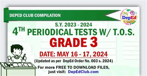 Grade 3 Quarter 4 Periodical Tests Archives The Deped Teachers Club