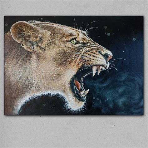 Lioness, Original Oil Painting, Hand-painted Contemporary Art, 50x70 Cm ...