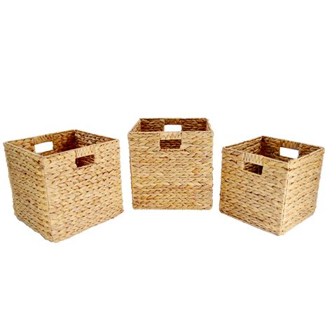 Single Water Hyacinth Hamper Arrow Weave Natural Color Foldable