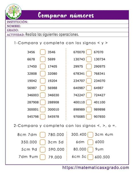 Operaciones Con N Meros Grandes Para Cuarto Grado