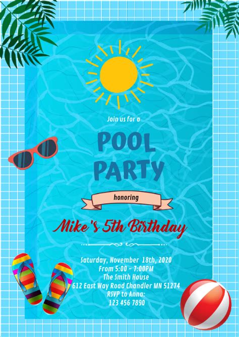 End Of Summer Pool Party Invitation Template Postermywall