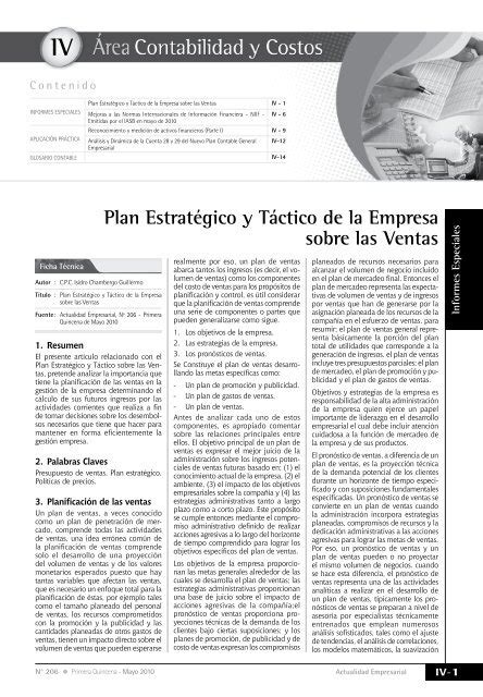 Plan Estratégico Y Táctico De La Empresa Sobre Las Ventas