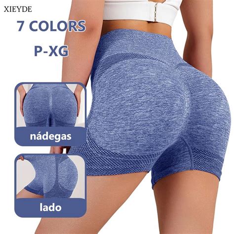 Shorts Femininos Legging Suplex Cintura Alta Levanta Bumbum Fitness