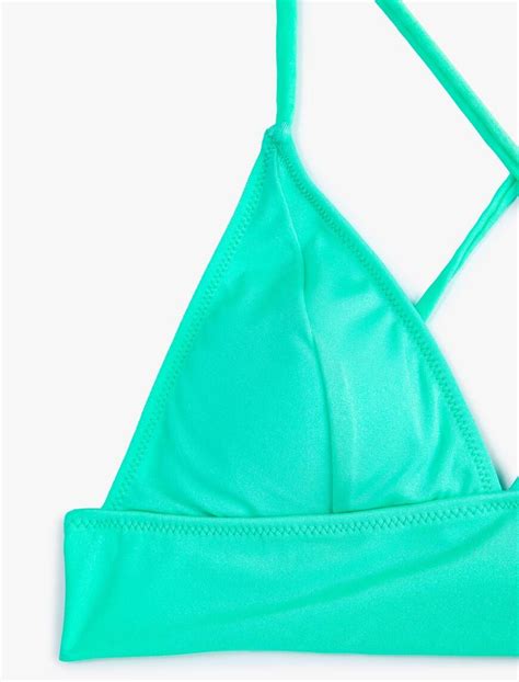Yeşil Kadın Bikini Üstü Bralet Çapraz Askılı Kaplı SAK BM Koton