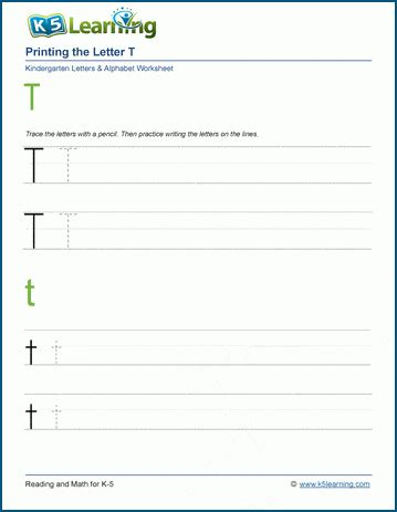 Printing the Letter T t | K5 Learning