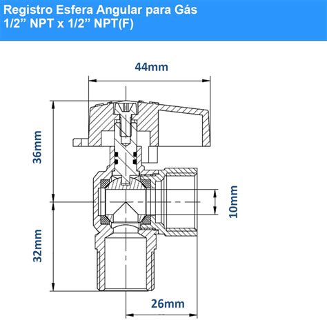 Registro Esfera Angular Npt X Npt F Caixa Unidades