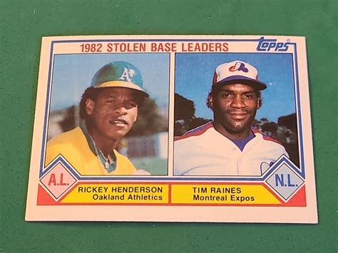 1983 Rickey Henderson Tim Raines Topps 704 1982 Stolen Base Leaders