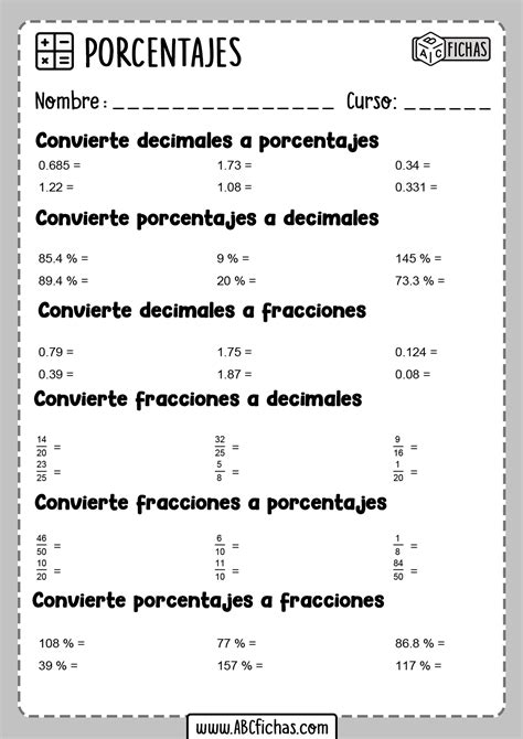 Ejercicios De Porcentajes Fichas Con Operaciones De Porcentajes