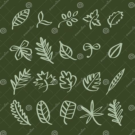 Collection Of Leaf Doodles Illustration Stock Vector Illustration Of