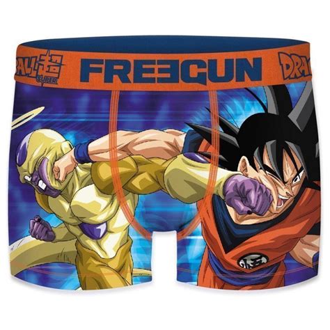 Freegun Boxer Gar On Microfibre Sur Bleu Orange Dragon Ball Z