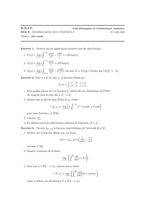 Td Distibution E N I Unit E P Edagogique De Math Ematiques