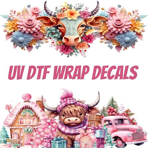 Sheets Uv Dtf Cup Wrap Decals Cow D Design On Transfers For