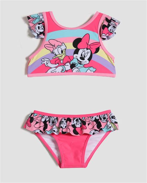 Riachuelo Biqu Ni Infantil Minnie Babados Rosa Disney