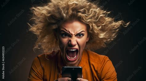 An Enraged Woman Clutching A Cell Phone In Her Hand Is Captured In This Image Her Face