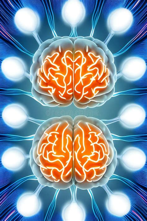 Microscopic View Of Neurons And Synapses In The Brain Concept Stock