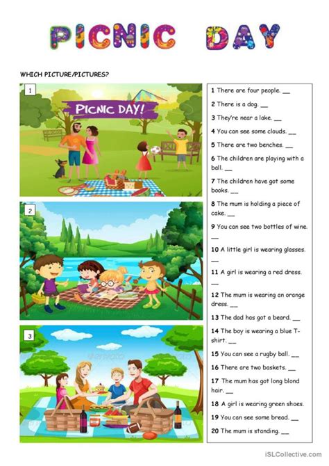 Picture Description Picnic Day Gen English Esl Worksheets Pdf Doc