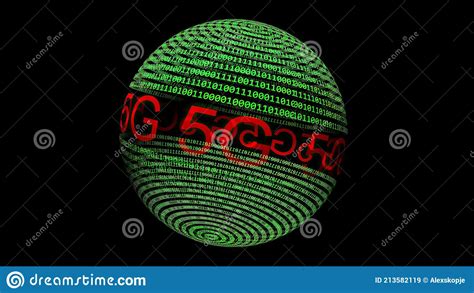 5g En Esfera Giratoria De Datos Binarios Stock de ilustración