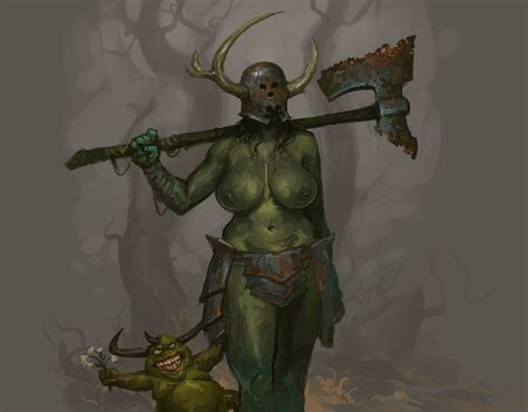 Rule 34 1girls 1other Casual Nudity Chaos Warhammer Chaos Cultist Chaos Daemon Female Green