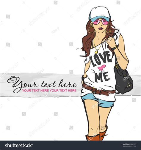 Sexy Fashion Girl In Sketch Style Vector Illustration 81402019 Shutterstock