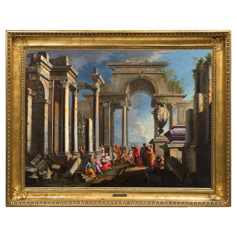 18th Century Venetian School Painting With Architectural Capriccio For