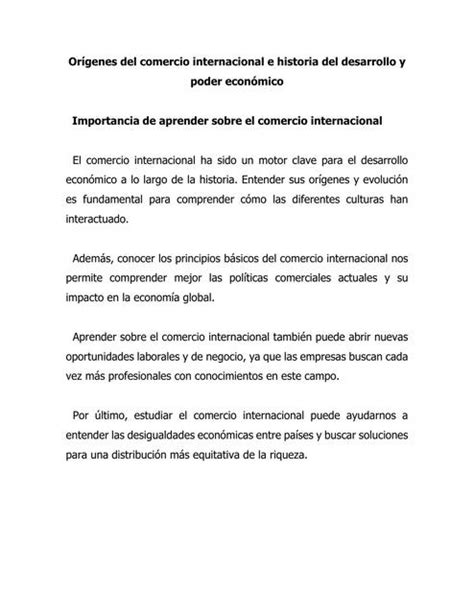 Orígenes del comercio internacional e historia del desarrollo y poder