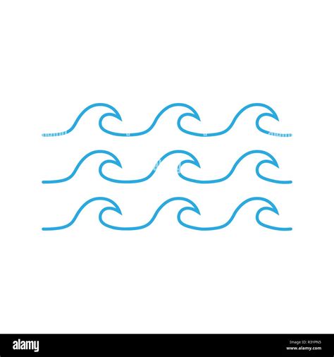 Set Of Vector Icons Blue Waves Water Waves Flat Style Vector Stock Vector Image And Art Alamy