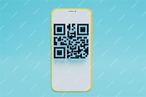 Escaneo Del Código Qr Smartphone En Un Fondo Azul Y Código Qr En La Representación 3d De La