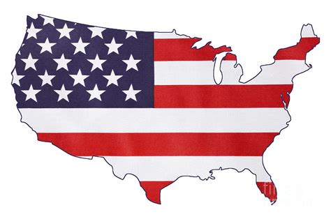 Usa Stars And Stripes Flag Within Outline Of Usa Map Photograph By