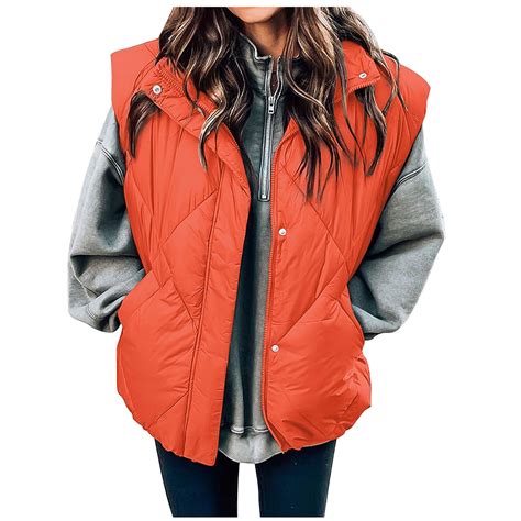 ShomPort 2023 Winter Puffer Vest For Women Quilted Stand Collar Zip Up