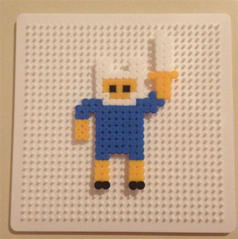 Finn From Adventure Time Perler Bead Perler Beads Designs Cross