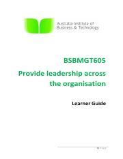 AIBT LEARNER GUIDE BSBMGT605 V1 0 16 April 2018 Pdf BSBMGT605