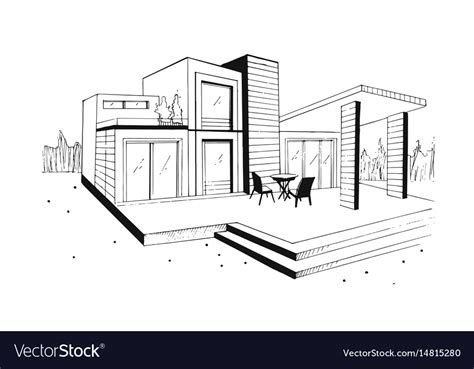 Modern House Drawing Outline - img-Bachue