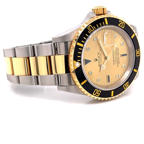 Rolex Submariner Steel And Yellow Gold Champagne Serti Diamond Dial