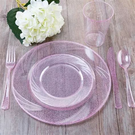 Wdf Rose Gold Plastic Plates With Disposable Plastic Silverw Env O Gratis