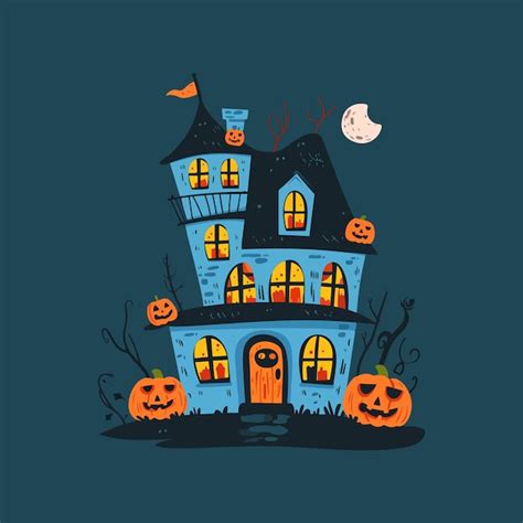 Noche De Halloween Con Una Casa Espeluznante Y Fondo De Halloween De