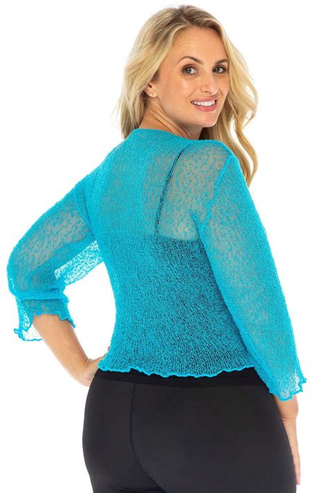 Back From Bali Womens Plus Size Shrug Bolero Sheer Cardigan Arm Cover