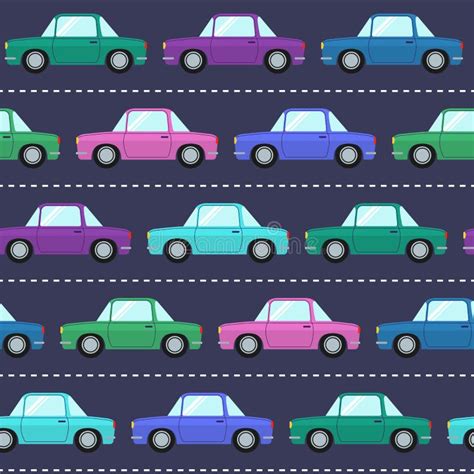 Colorful Cars Seamless Pattern Stock Vector Illustration Of