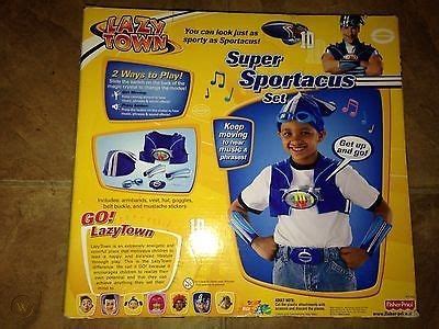 NEW Lazy Town SUPER SPORTACUS SET Dress Up COSTUME NIB SOUNDS Fisher ...