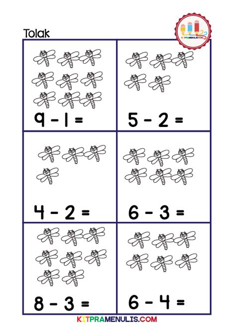 Latihan Matematik Operasi Tolak Prasekolahkitpramenulis Kitpramenulis