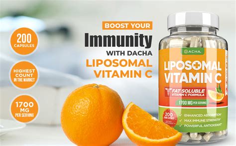 Amazon Vitamina C liposomal natural 1700 mg 200 cápsulas